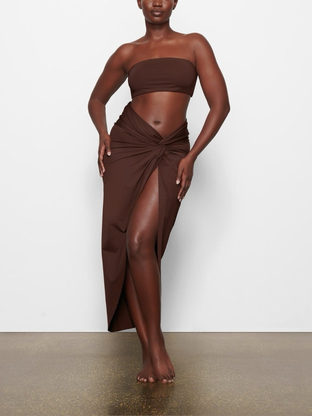 Skims sarong style skirt in cocoa